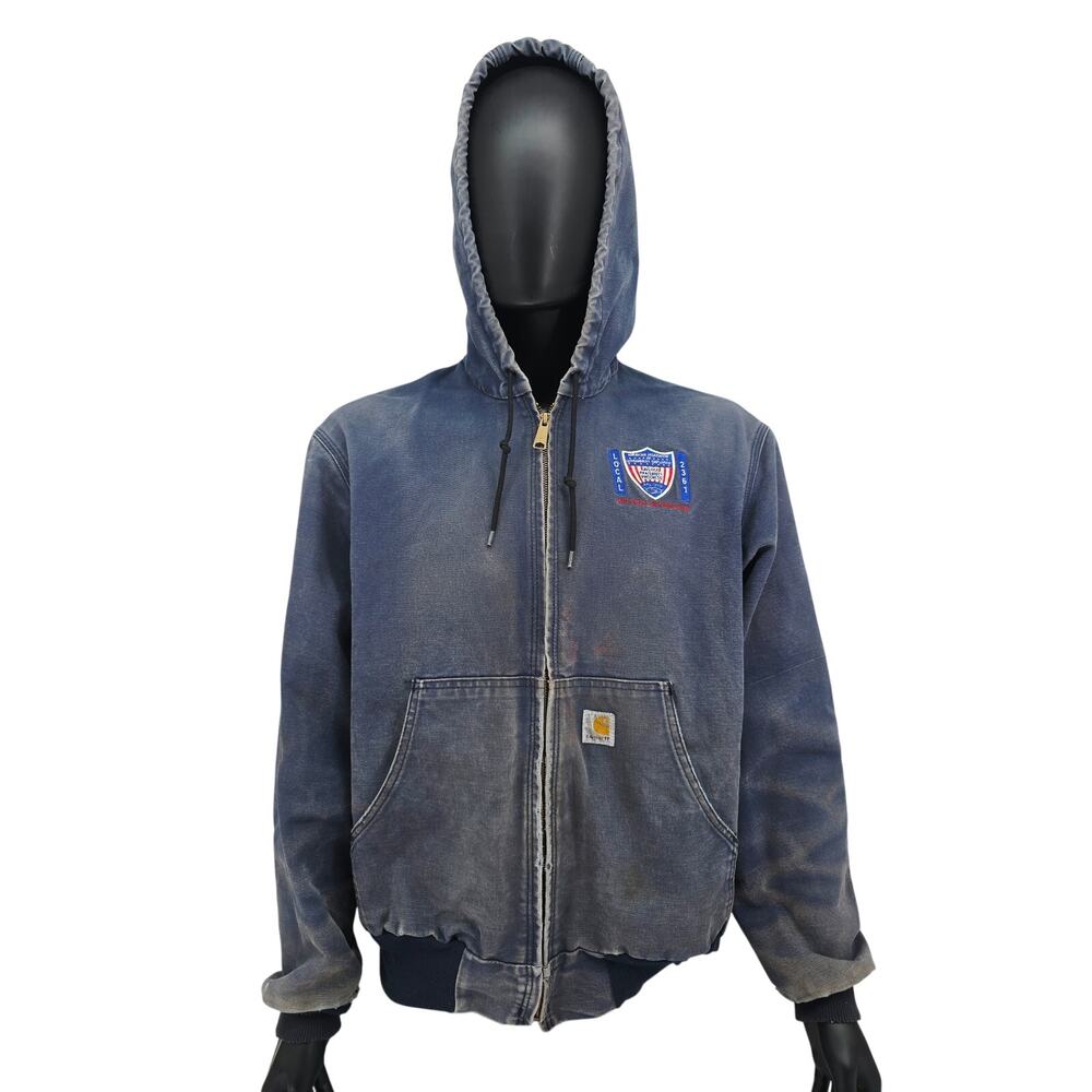 Vintage 2002 Carhartt Men's Hooded Workwear Active Jacket Navy Blue L